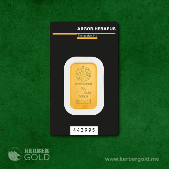 10g gold bar – certified 999.9 fine investment gold by KERBER GOLD Montenegro
