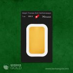1-ounce gold bar (31.1g) – certified 999.9 fine investment gold by KERBER GOLD Montenegro